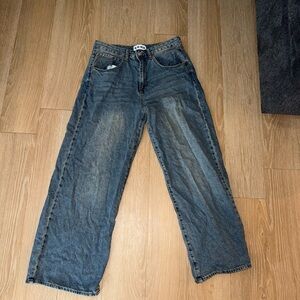 SOLD-S.O.N.G Blue/dirt wash baggy Wide Leg Jeans